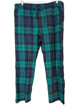 GAP Plaid Pajama Pants Green Navy Flannel Lounge Pants Drawstring